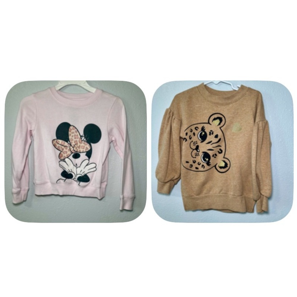365 Kids Garanimals Disney Sweatshirt Lot Girls 5 6 Pink Tan Excellent Leopard